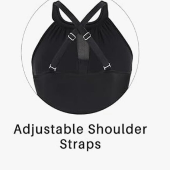 Nleyook Plus Size 22 Swimsuit (no shorts) Black/palm) High Neck. - Picture 6 of 10